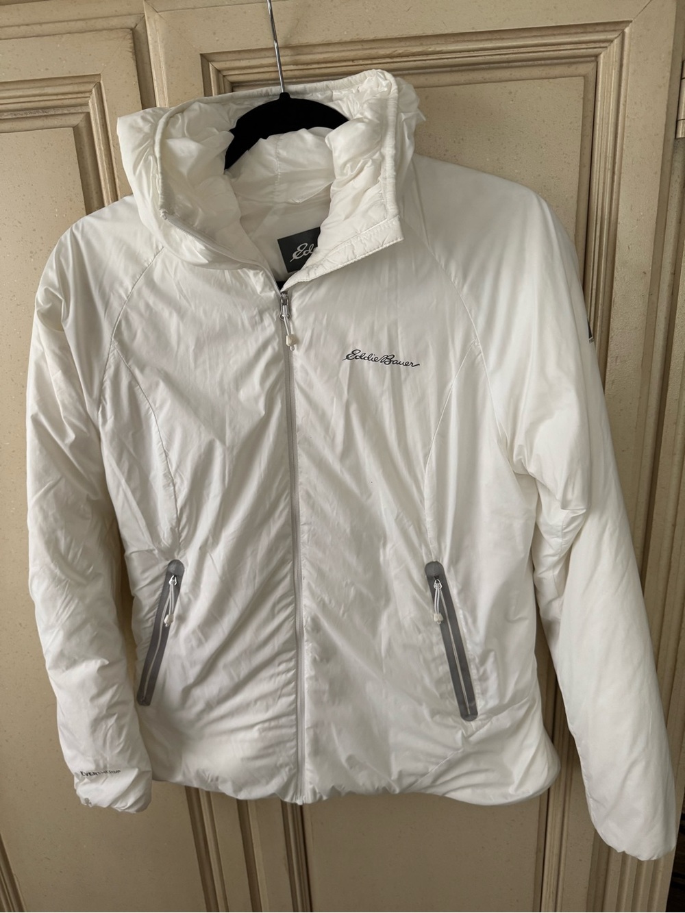 Eddie Bauer White Hooded Puffer Jacket